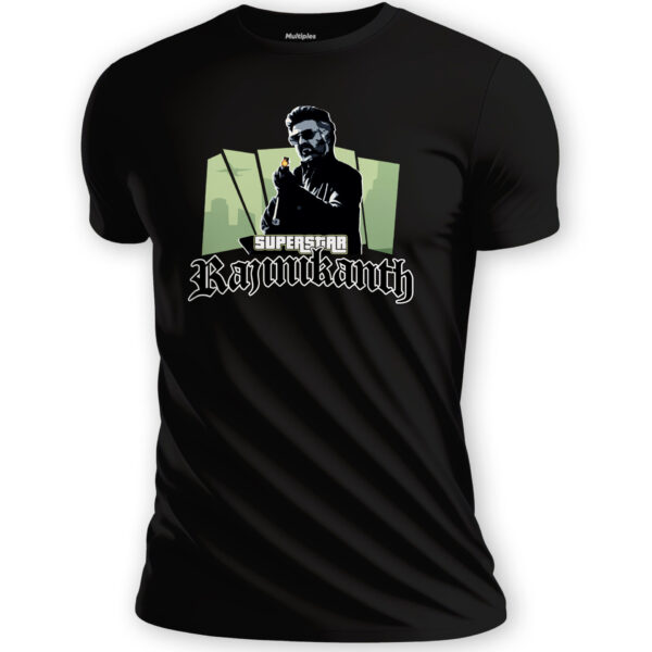 Superstar Rajinikanth GTA Themed Tshirt Black